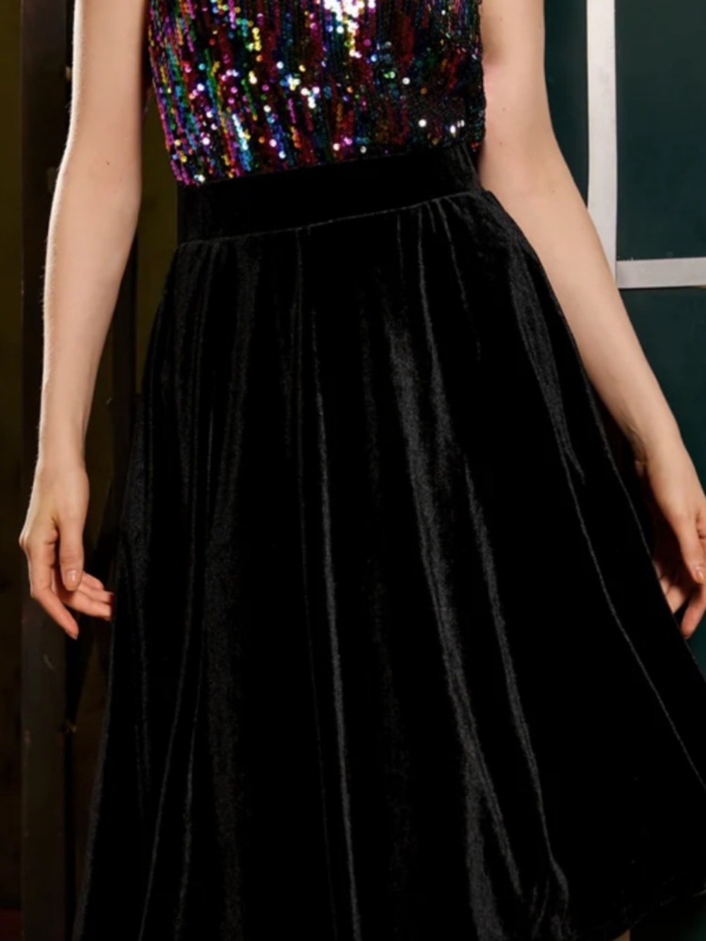 Modcloth Classic Black Velvet A-Line Skirt